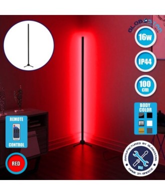 Μοντέρνο Minimal Επιδαπέδιο Μαύρο Φωτιστικό 100cm LED 16 Watt με Ασύρματο Χειριστήριο RF & Dimmer Κόκκινο GloboStar ALIEN Design GLOBO-100-4